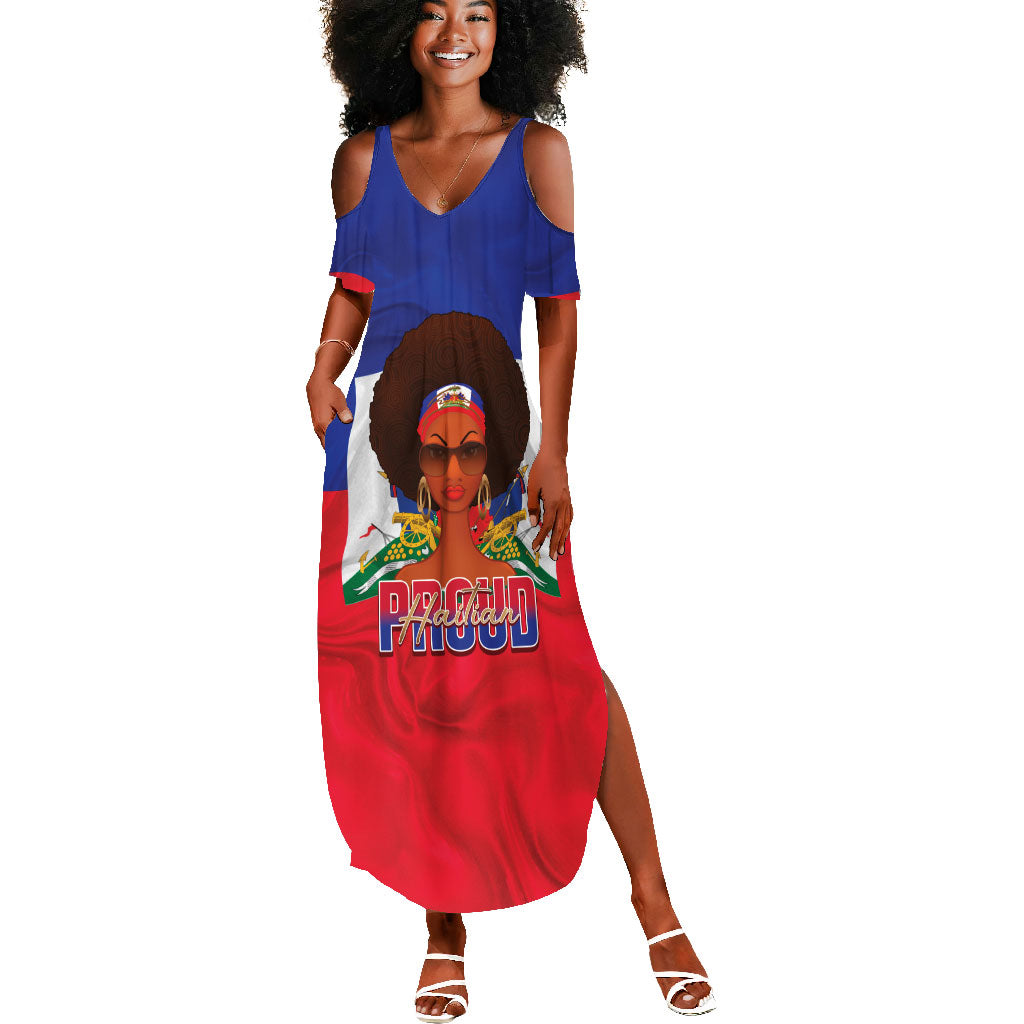 Personalized Haiti Flag Day Summer Maxi Dress Haitian Women Proud Flag Wave Style