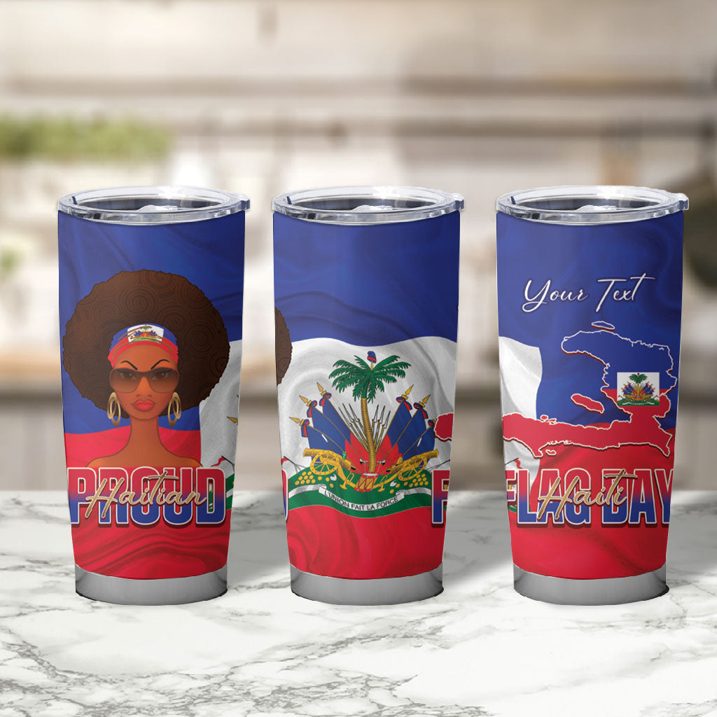 Personalized Haiti Flag Day Tumbler Cup Haitian Women Proud Flag Wave Style