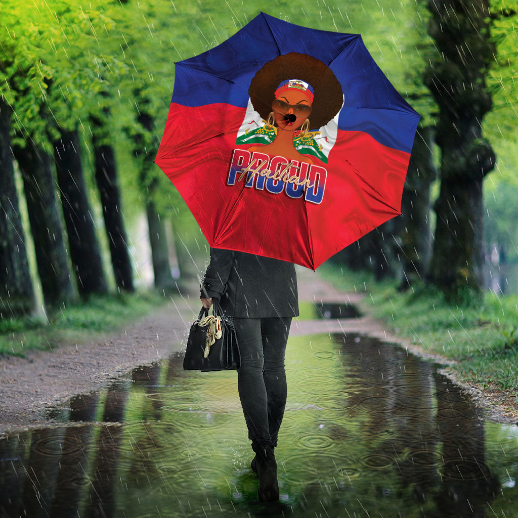 Haiti Flag Day Umbrella Haitian Women Proud Flag Wave Style