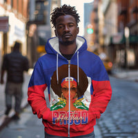 Personalized Haiti Flag Day Zip Hoodie Haitian Women Proud Flag Wave Style