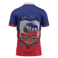 Personalized Haiti Flag Day Zipper Polo Shirt Haitian Women Proud Flag Wave Style