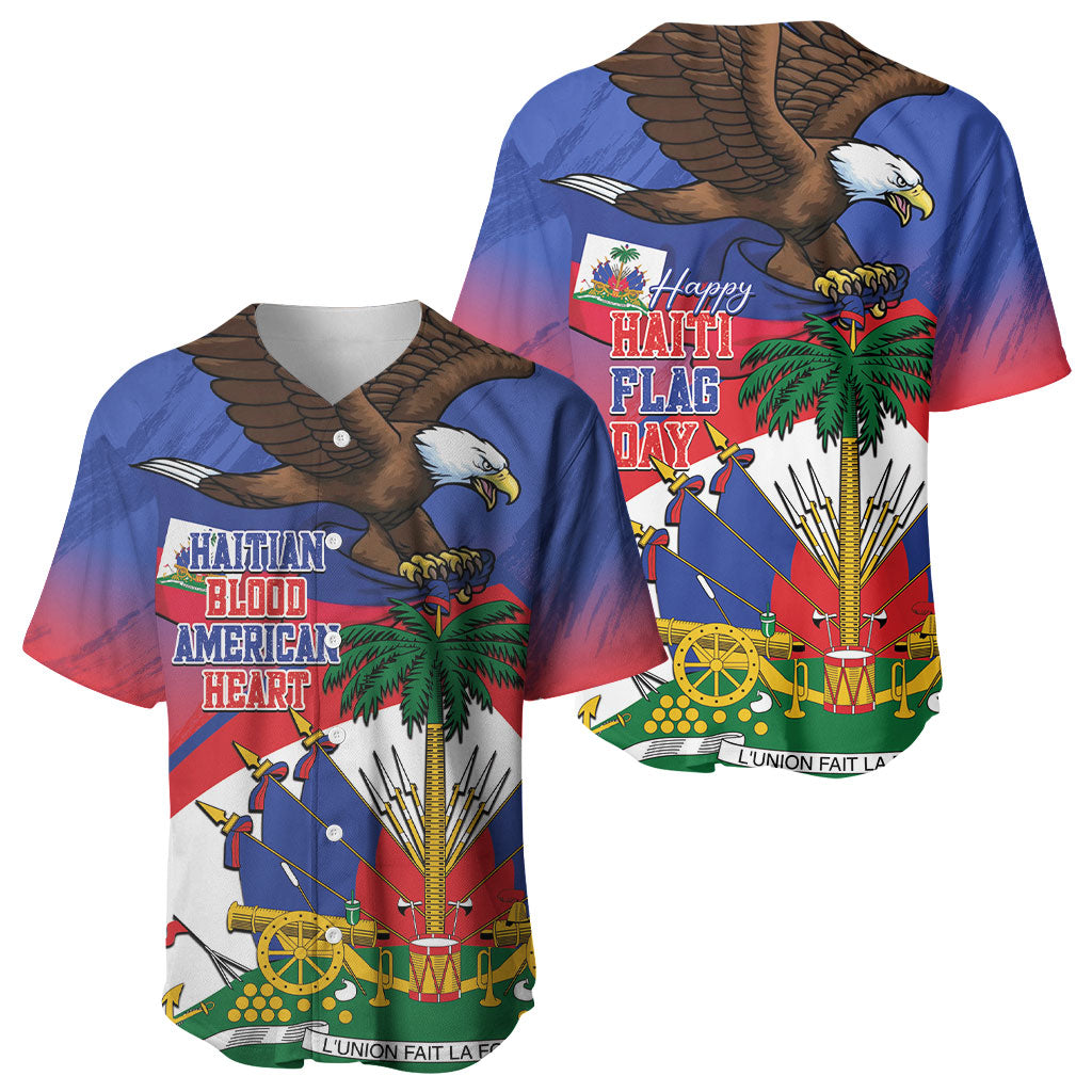 Haiti Flag Day Baseball Jersey Haitian Blood American Heart Eagle With Flag
