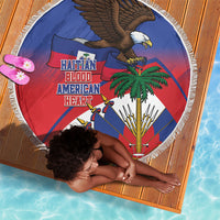 Haiti Flag Day Beach Blanket Haitian Blood American Heart Eagle With Flag