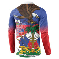 Haiti Flag Day Button Sweatshirt Haitian Blood American Heart Eagle With Flag