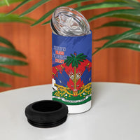 Haiti Flag Day 4 in 1 Can Cooler Tumbler Haitian Blood American Heart Eagle With Flag