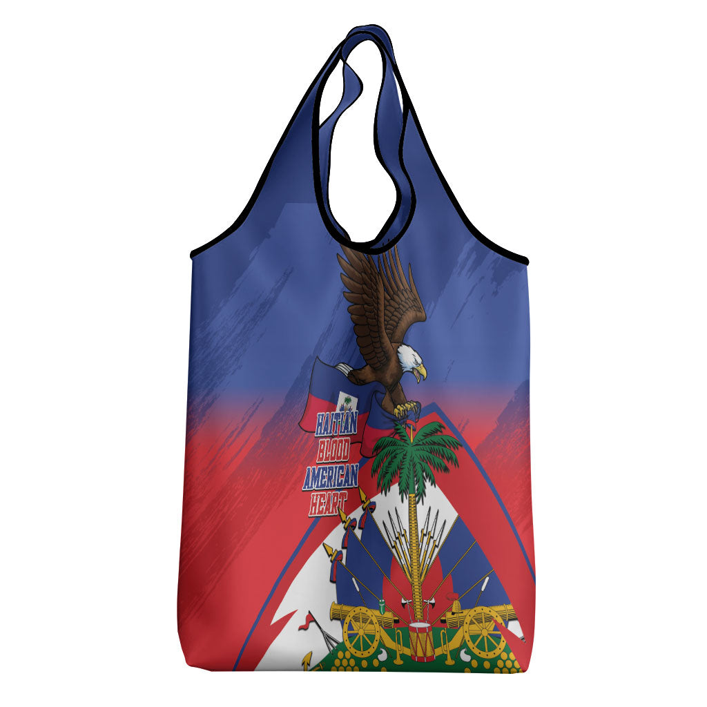 Haiti Flag Day Grocery Bag Haitian Blood American Heart Eagle With Flag