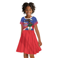 Haiti Flag Day Kid Short Sleeve Dress Haitian Blood American Heart Eagle With Flag