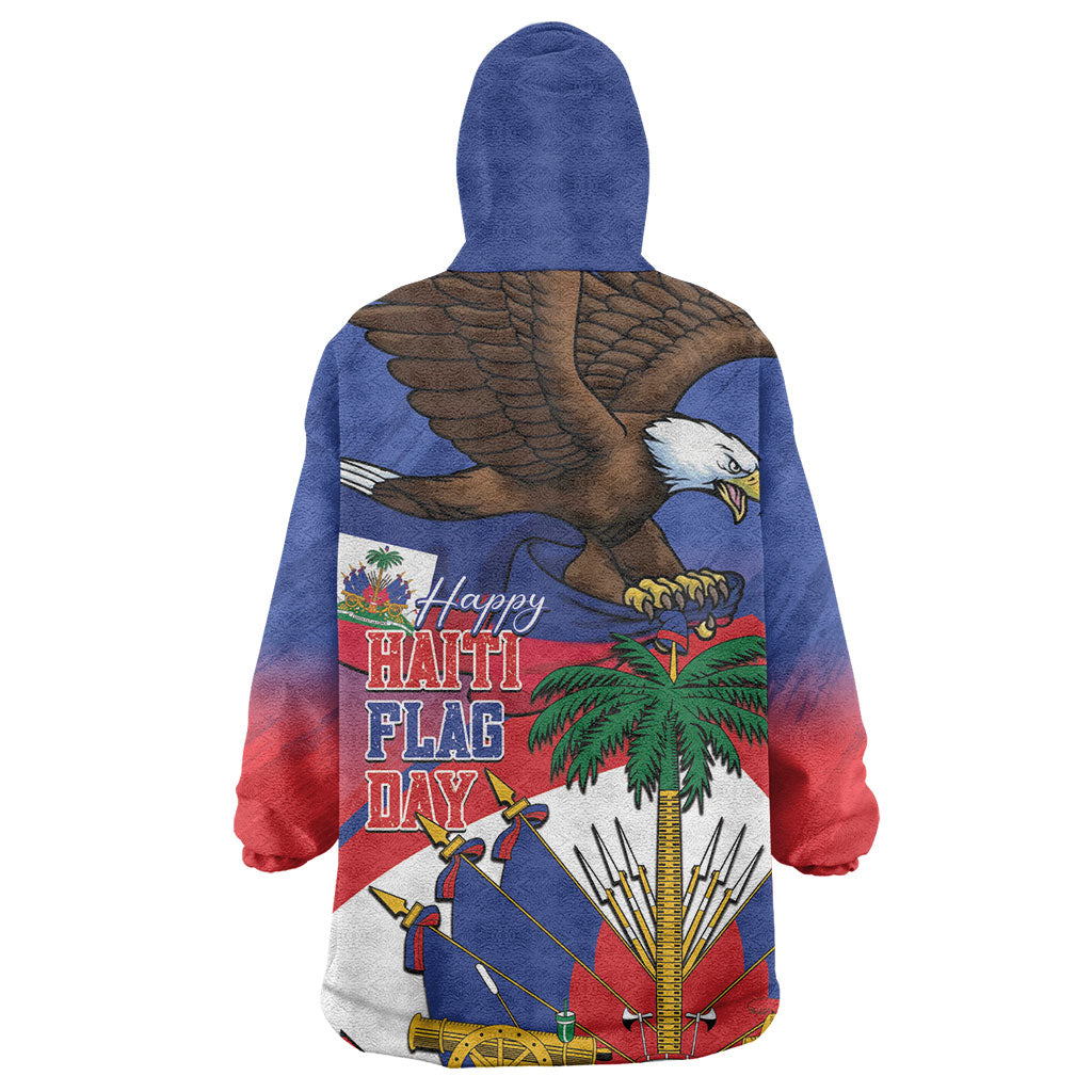 Haiti Flag Day Kid Wearable Blanket Hoodie Haitian Blood American Heart Eagle With Flag