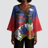 Haiti Flag Day Kimono Sleeve Blouse Haitian Blood American Heart Eagle With Flag