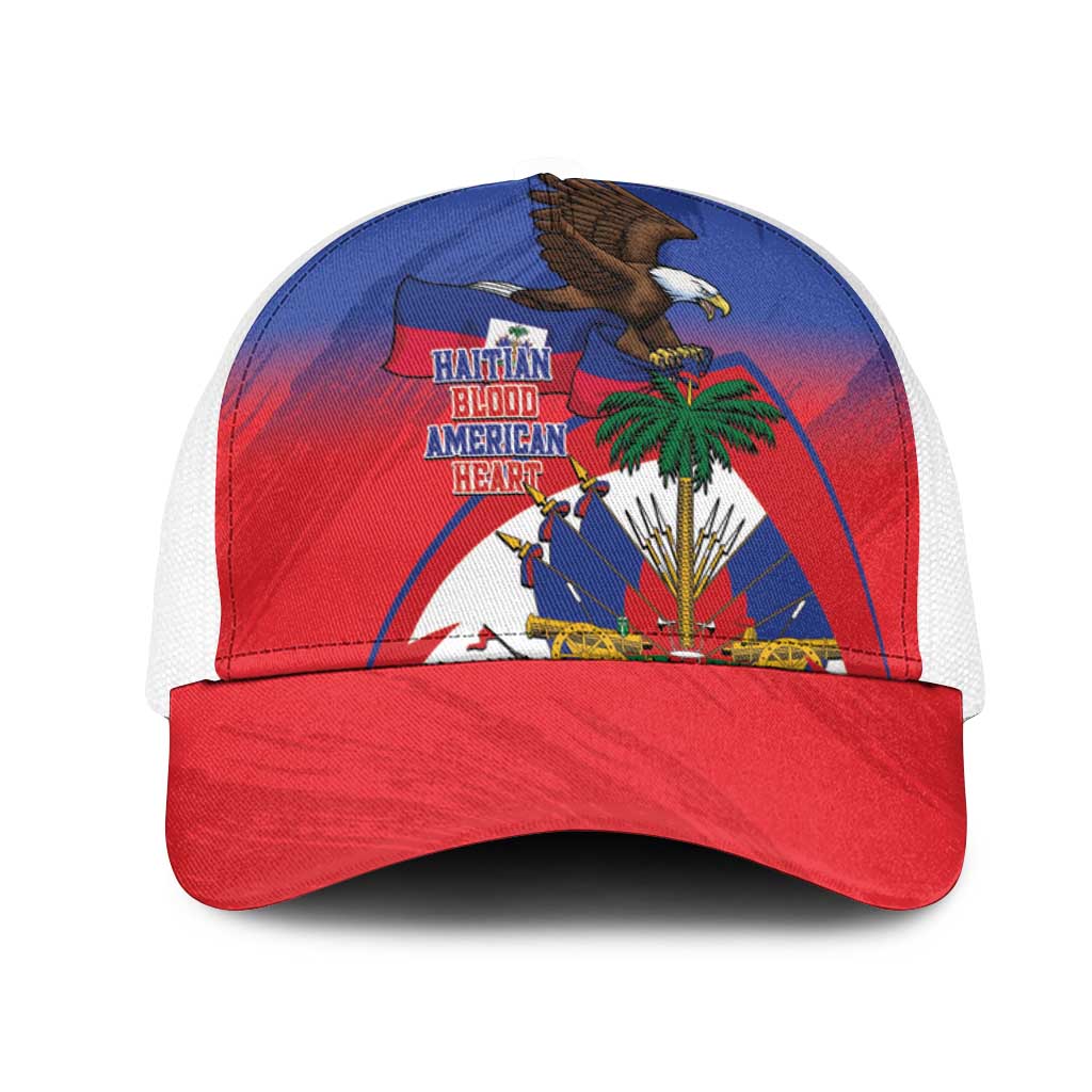 Haiti Flag Day Mesh Trucker Cap Haitian Blood American Heart Eagle With Flag