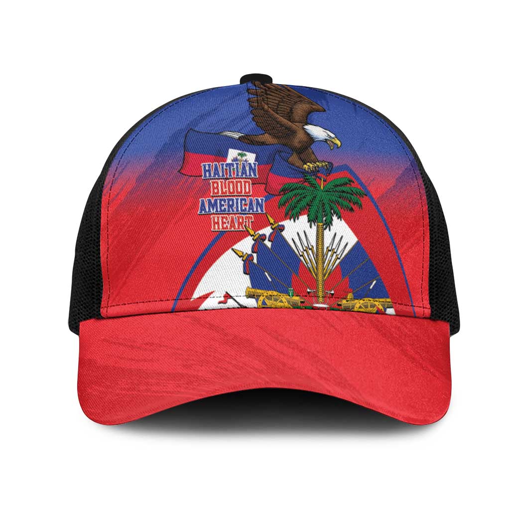Haiti Flag Day Mesh Trucker Cap Haitian Blood American Heart Eagle With Flag