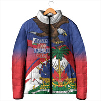 Haiti Flag Day Padded Jacket Haitian Blood American Heart Eagle With Flag
