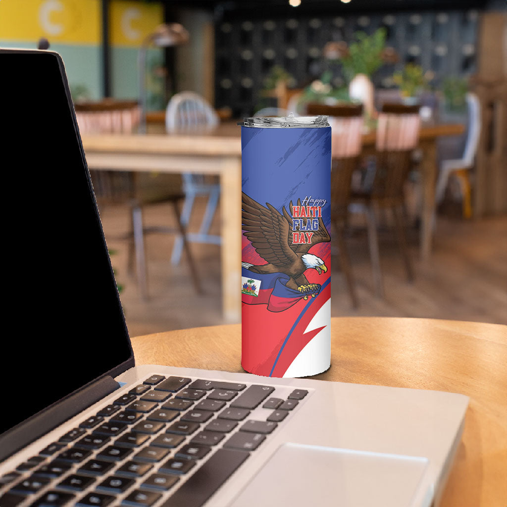 Haiti Flag Day Skinny Tumbler Haitian Blood American Heart Eagle With Flag