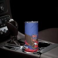 Haiti Flag Day Skinny Tumbler Haitian Blood American Heart Eagle With Flag
