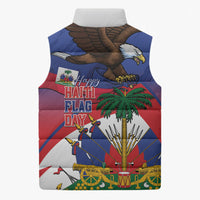 Haiti Flag Day Sleeveless Puffer Jacket Haitian Blood American Heart Eagle With Flag