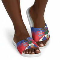 Haiti Flag Day Slide Sandals Haitian Blood American Heart Eagle With Flag
