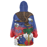 Haiti Flag Day Wearable Blanket Hoodie Haitian Blood American Heart Eagle With Flag