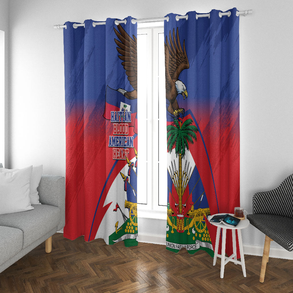 Haiti Flag Day Window Curtain Haitian Blood American Heart Eagle With Flag