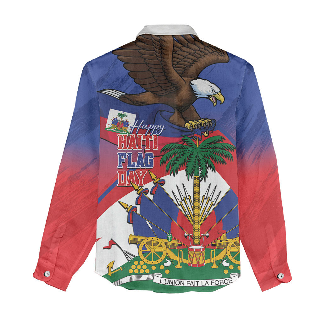 Haiti Flag Day Women Casual Shirt Haitian Blood American Heart Eagle With Flag