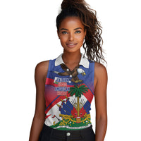 Haiti Flag Day Women Sleeveless Polo Shirt Haitian Blood American Heart Eagle With Flag