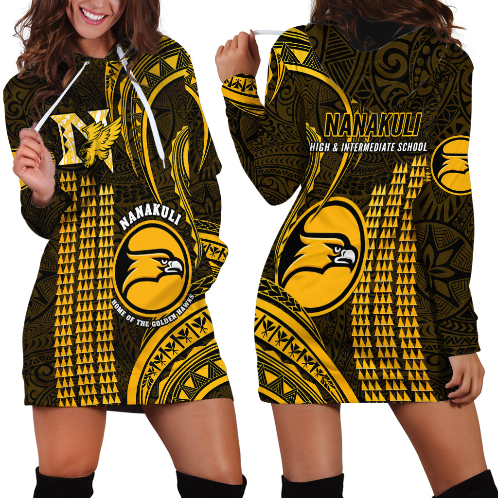 Hawaii Nanakuli High And Intermediate School Hoodie Dress Polynesian Kakau Pattern - Wonder Print Shop