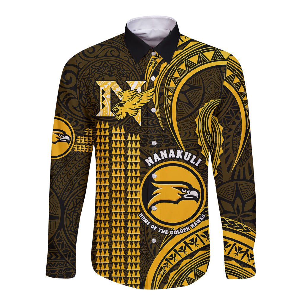 Hawaii Nanakuli High And Intermediate School Long Sleeve Button Shirt Polynesian Kakau Pattern - Wonder Print Shop