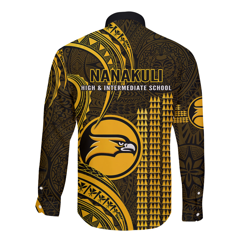 Hawaii Nanakuli High And Intermediate School Long Sleeve Button Shirt Polynesian Kakau Pattern - Wonder Print Shop