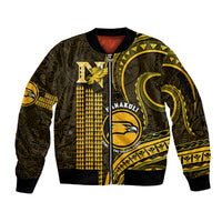 Hawaii Nanakuli High And Intermediate School Sleeve Zip Bomber Jacket Polynesian Kakau Pattern - Wonder Print Shop