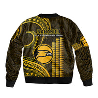 Hawaii Nanakuli High And Intermediate School Sleeve Zip Bomber Jacket Polynesian Kakau Pattern - Wonder Print Shop