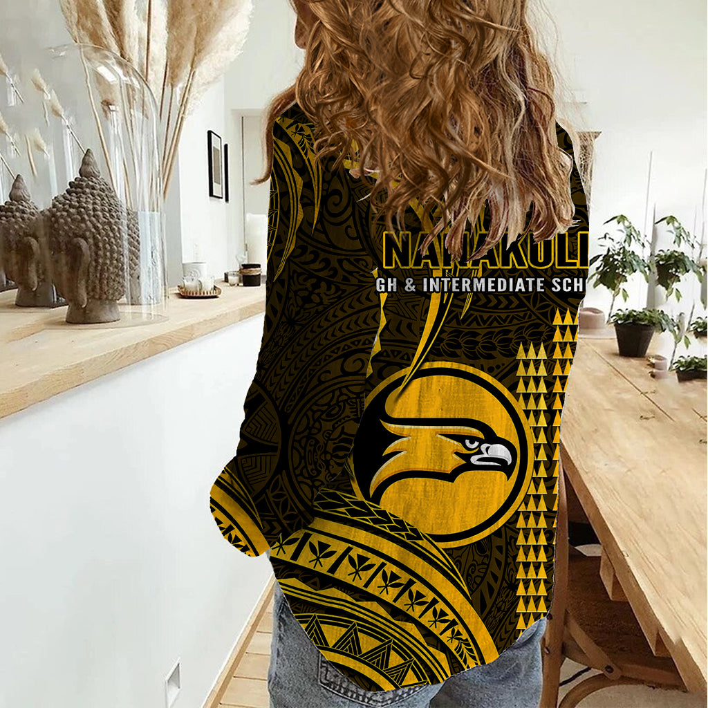 Hawaii Nanakuli High And Intermediate School Women Casual Shirt Polynesian Kakau Pattern - Wonder Print Shop
