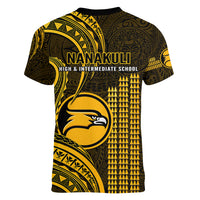 Hawaii Nanakuli High And Intermediate School Women V Neck T Shirt Polynesian Kakau Pattern - Wonder Print Shop