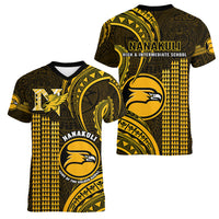 Hawaii Nanakuli High And Intermediate School Women V Neck T Shirt Polynesian Kakau Pattern - Wonder Print Shop