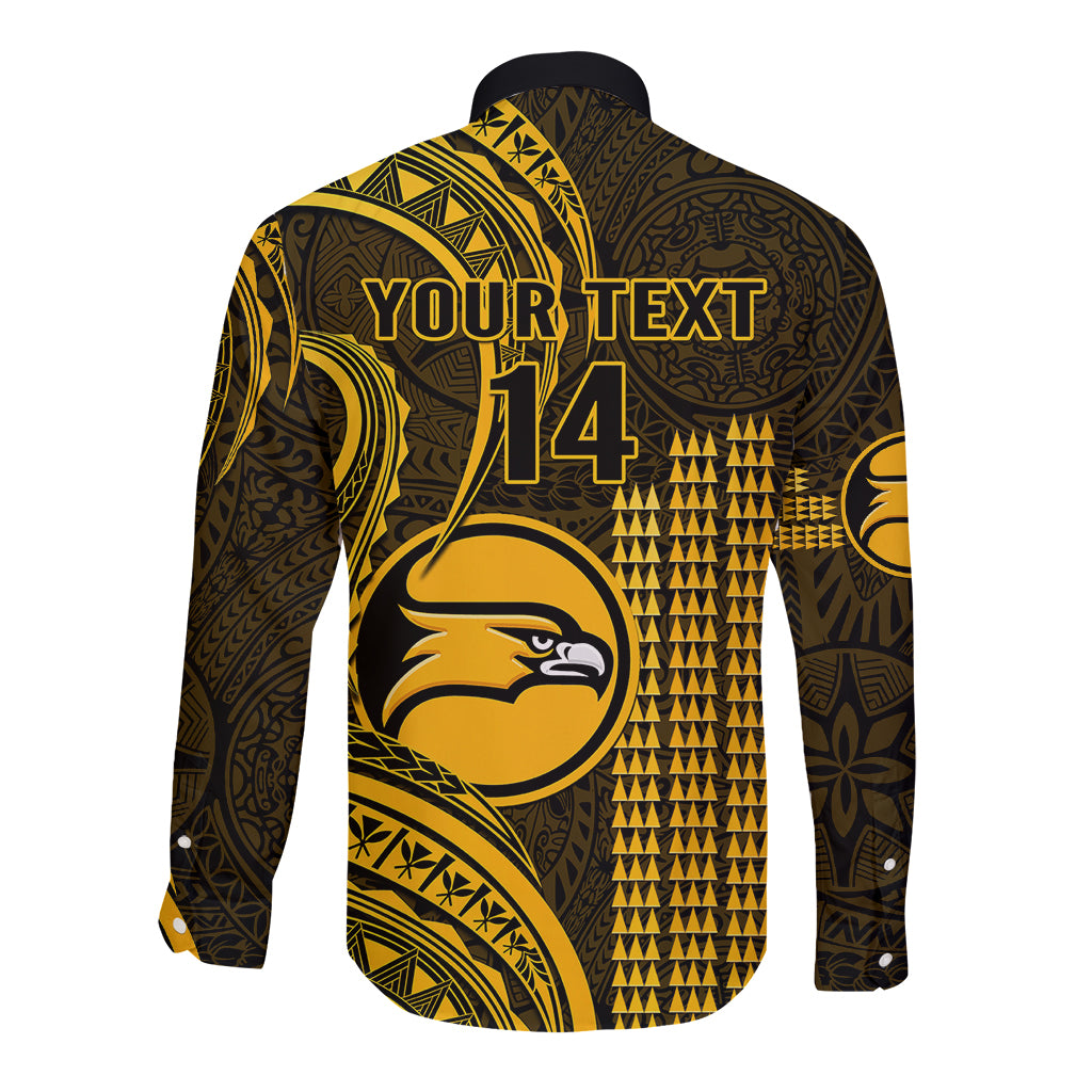 Personalised Hawaii Nanakuli High And Intermediate School Long Sleeve Button Shirt Polynesian Kakau Pattern - Wonder Print Shop