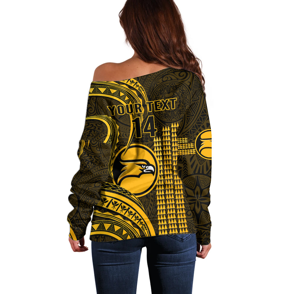 Personalised Hawaii Nanakuli High And Intermediate School Off Shoulder Sweater Polynesian Kakau Pattern - Wonder Print Shop