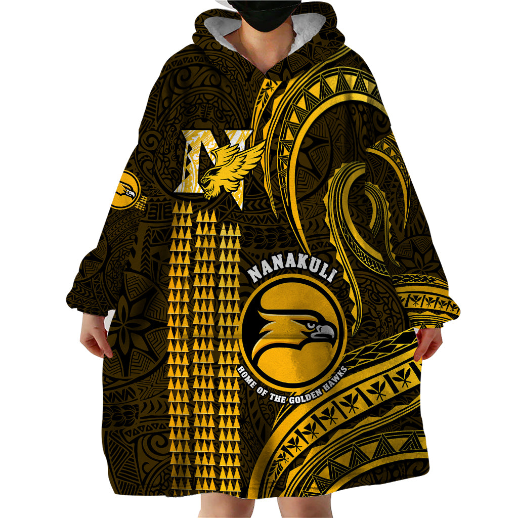 Personalised Hawaii Nanakuli High And Intermediate School Wearable Blanket Hoodie Polynesian Kakau Pattern - Wonder Print Shop