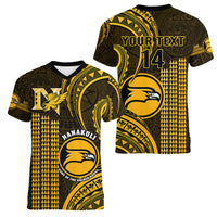 Personalised Hawaii Nanakuli High And Intermediate School Women V Neck T Shirt Polynesian Kakau Pattern - Wonder Print Shop