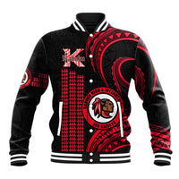 Hawaii Kahuku High And Intermediate School Baseball Jacket Red Raiders Kakau Pattern - Wonder Print Shop