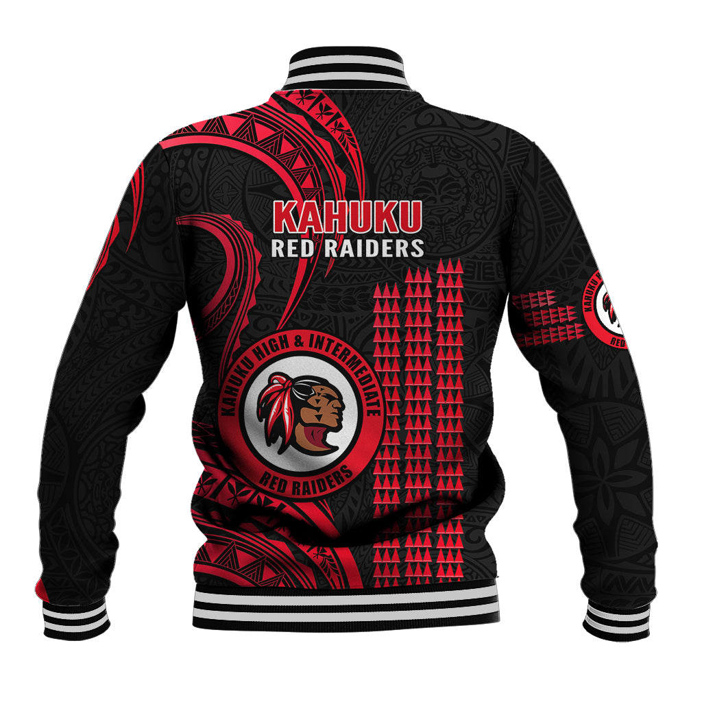Hawaii Kahuku High And Intermediate School Baseball Jacket Red Raiders Kakau Pattern - Wonder Print Shop