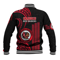 Hawaii Kahuku High And Intermediate School Baseball Jacket Red Raiders Kakau Pattern - Wonder Print Shop