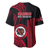 Hawaii Kahuku High And Intermediate School Baseball Jersey Red Raiders Kakau Pattern - Wonder Print Shop