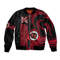 Hawaii Kahuku High And Intermediate School Bomber Jacket Red Raiders Kakau Pattern - Wonder Print Shop