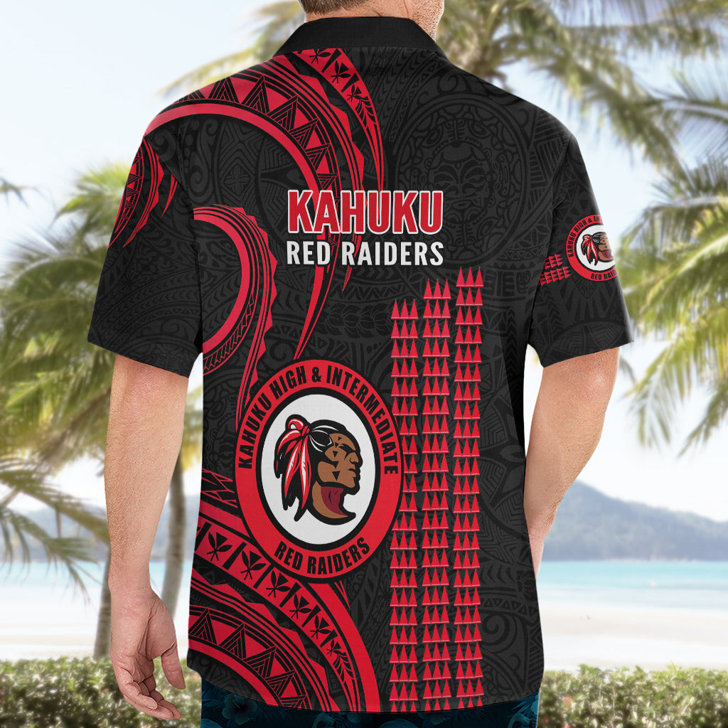 Hawaii Kahuku High And Intermediate School Hawaiian Shirt Red Raiders Kakau Pattern - Wonder Print Shop