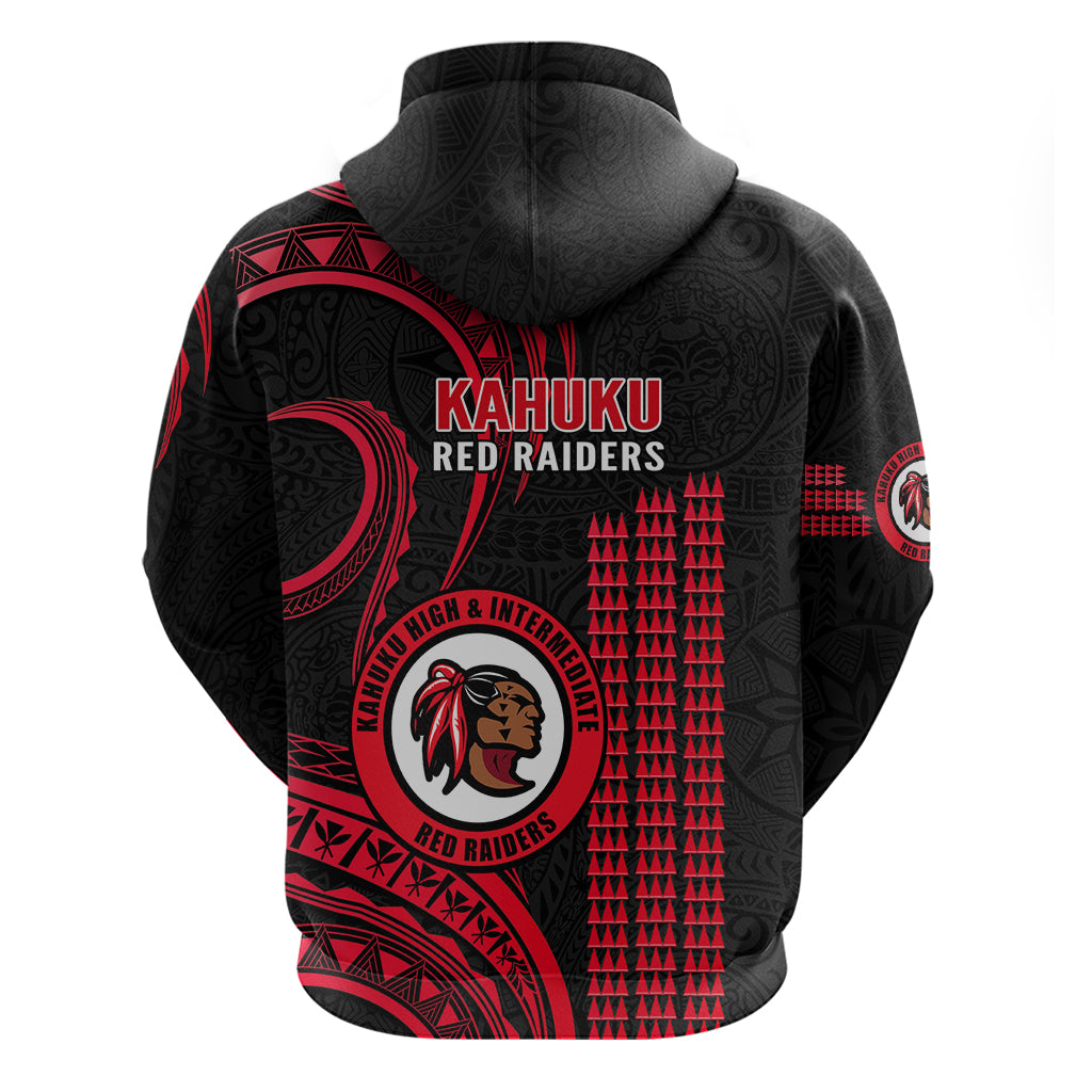 Hawaii Kahuku High And Intermediate School Hoodie Red Raiders Kakau Pattern - Wonder Print Shop