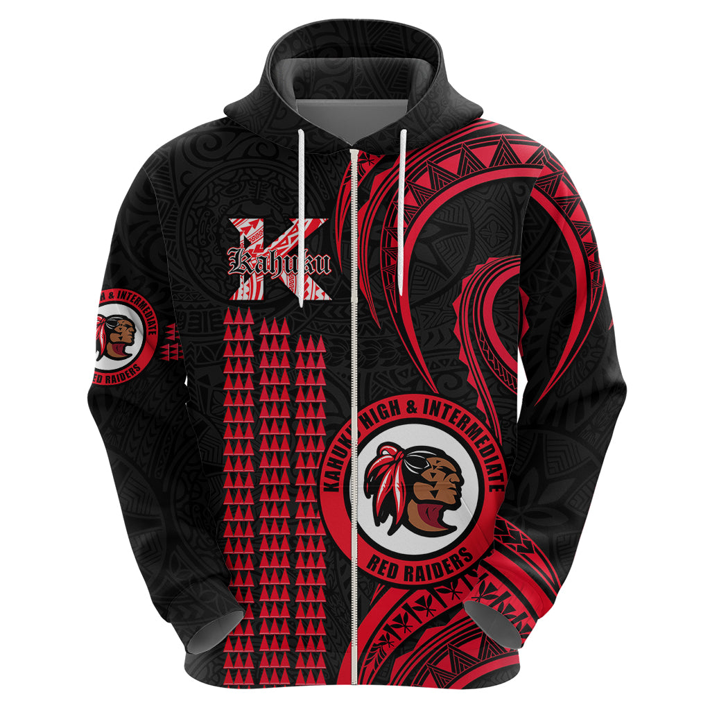 Hawaii Kahuku High And Intermediate School Hoodie Red Raiders Kakau Pattern - Wonder Print Shop