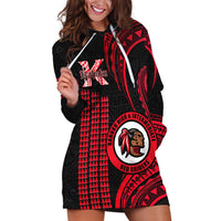 Hawaii Kahuku High And Intermediate School Hoodie Dress Red Raiders Kakau Pattern - Wonder Print Shop