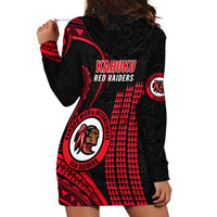 Hawaii Kahuku High And Intermediate School Hoodie Dress Red Raiders Kakau Pattern - Wonder Print Shop