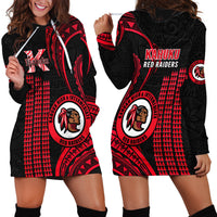 Hawaii Kahuku High And Intermediate School Hoodie Dress Red Raiders Kakau Pattern - Wonder Print Shop