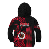 Hawaii Kahuku High And Intermediate School Kid Hoodie Red Raiders Kakau Pattern - Wonder Print Shop