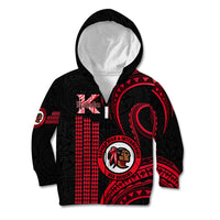 Hawaii Kahuku High And Intermediate School Kid Hoodie Red Raiders Kakau Pattern - Wonder Print Shop