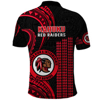 Hawaii Kahuku High And Intermediate School Polo Shirt Red Raiders Kakau Pattern - Wonder Print Shop
